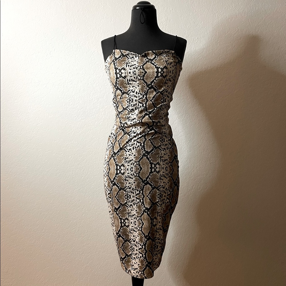 Snake print 2 piece crop top & midi matching set